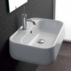 Viadurini Bathroom Keramikwaschbecken-Modernes Aufsatz- oder Wandwaschbecken aus farbiger Keramik Oliena