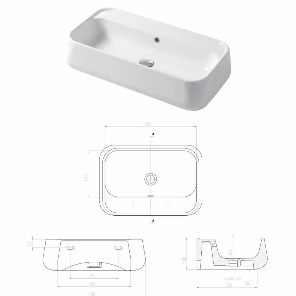 Viadurini Bathroom Keramikwaschbecken-Modernes Aufsatz- oder Wandwaschbecken aus farbiger Keramik Oliena