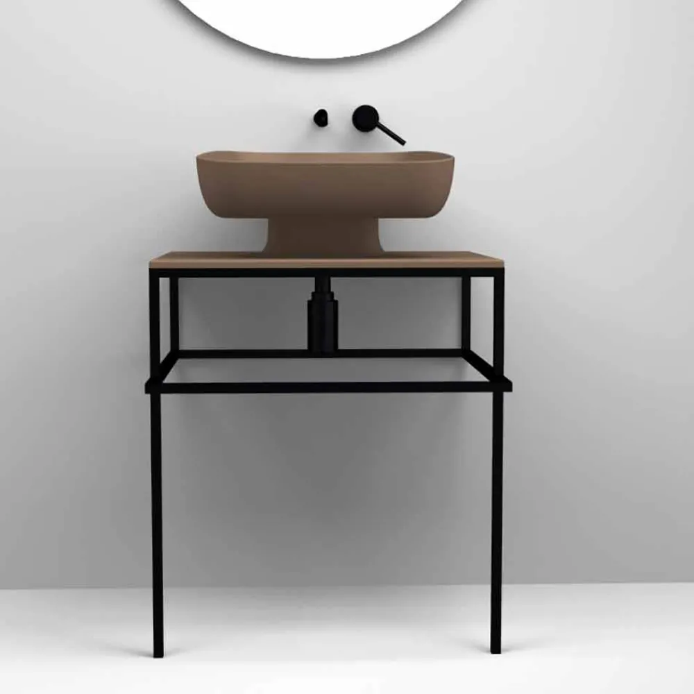 Viadurini Bathroom Keramikwaschbecken-Modernes Aufsatzbecken aus italienischer Keramik, Reale