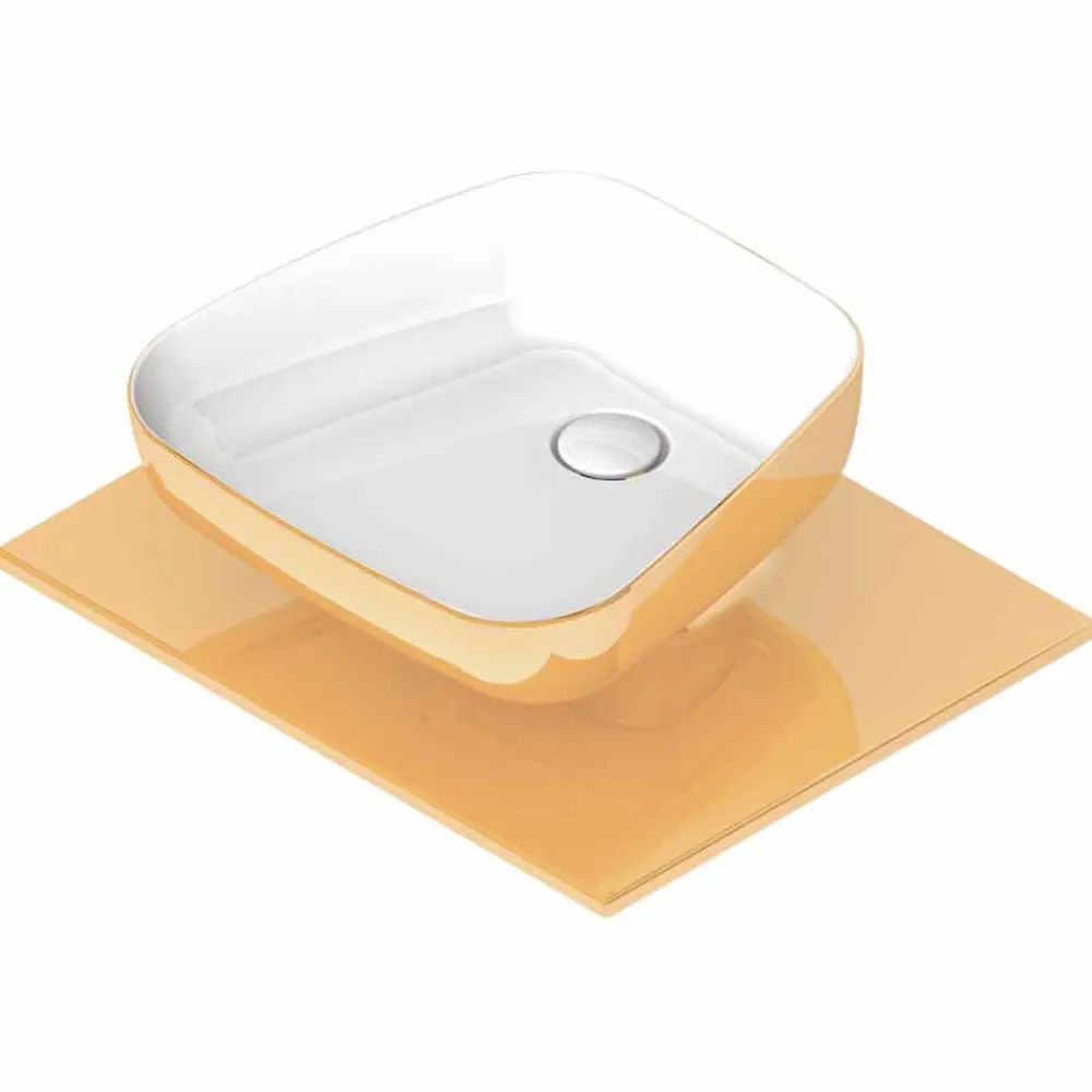 Viadurini Bathroom Keramikwaschbecken-Modernes Aufsatzbecken aus italienischer Keramik, Reale