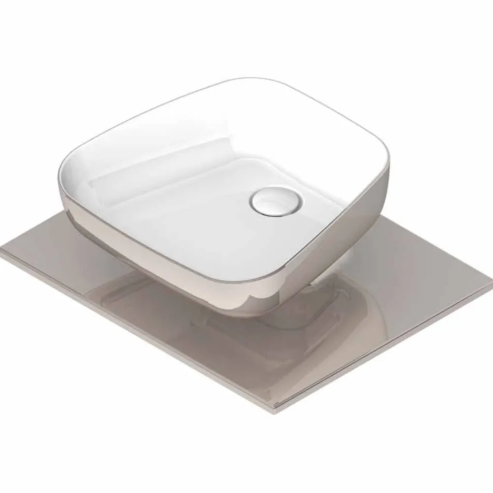 Viadurini Bathroom Keramikwaschbecken-Modernes Aufsatzbecken aus italienischer Keramik, Reale