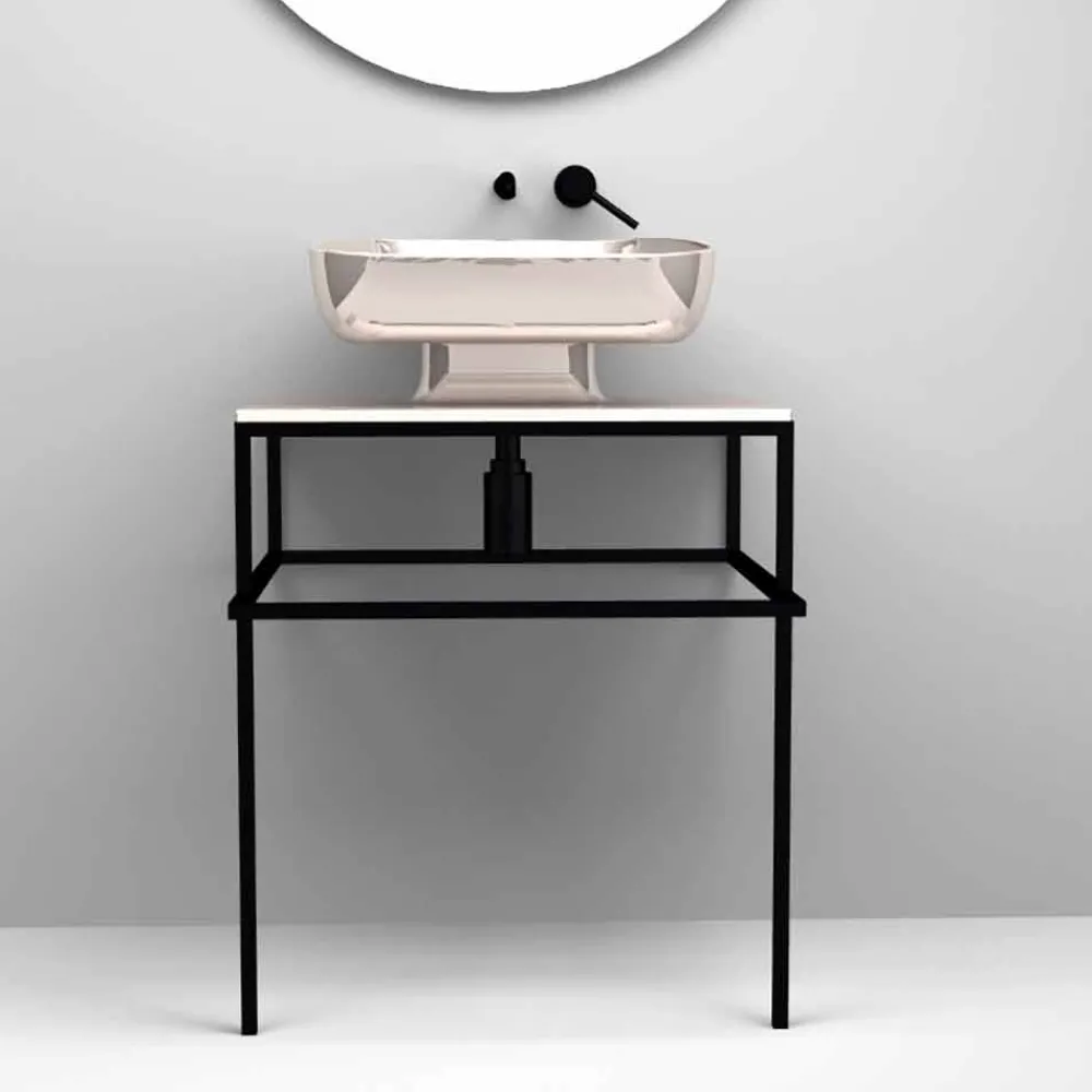 Viadurini Bathroom Keramikwaschbecken-Modernes Aufsatzbecken aus italienischer Keramik, Reale