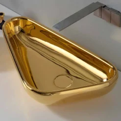 Viadurini Bathroom Farbige Waschbecken-Modernes Aufsatzwaschbecken aus goldener Keramik, hergestellt in Italy Sofia