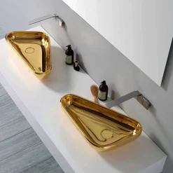 Viadurini Bathroom Farbige Waschbecken-Modernes Aufsatzwaschbecken aus goldener Keramik, hergestellt in Italy Sofia