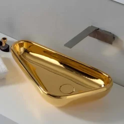 Viadurini Bathroom Farbige Waschbecken-Modernes Aufsatzwaschbecken aus goldener Keramik, hergestellt in Italy Sofia
