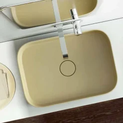 Viadurini Bathroom Design Waschbecken Aus Solid Surface-Modernes Aufsatzwaschbecken farbiggestallbar made in Italy, Formicola