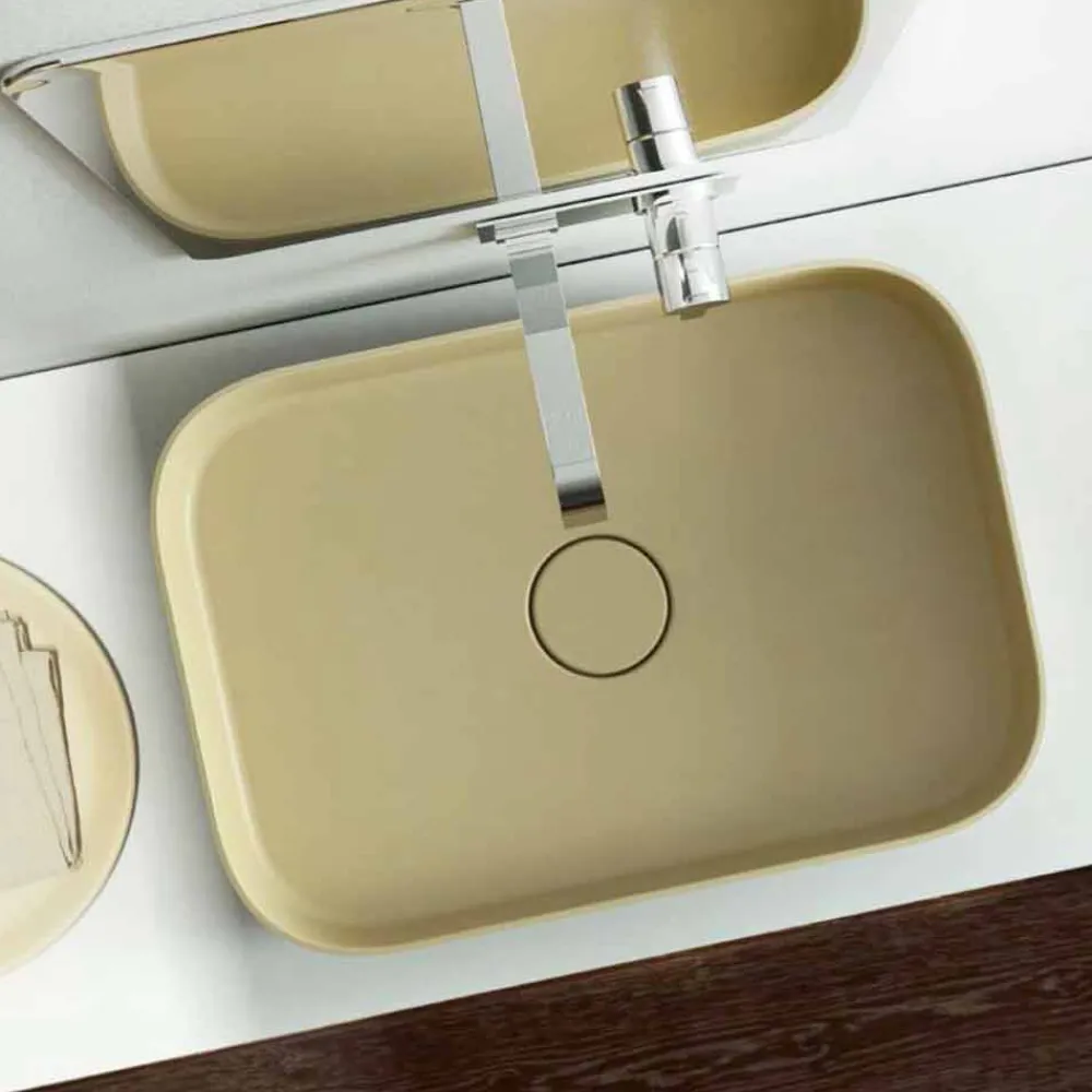 Viadurini Bathroom Design Waschbecken Aus Solid Surface-Modernes Aufsatzwaschbecken farbiggestallbar made in Italy, Formicola