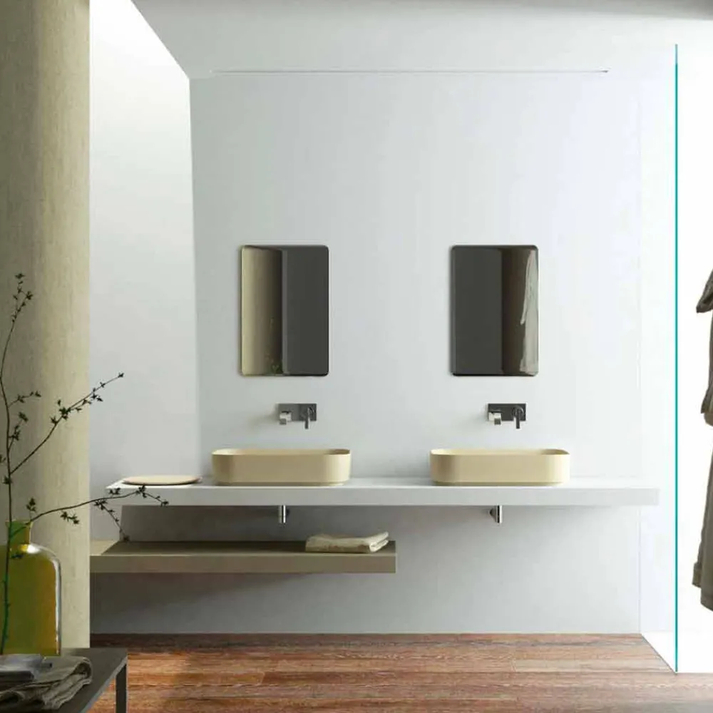 Viadurini Bathroom Design Waschbecken Aus Solid Surface-Modernes Aufsatzwaschbecken farbiggestallbar made in Italy, Formicola