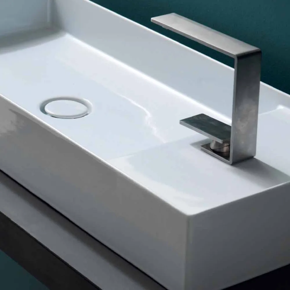 Viadurini Bathroom Farbige Waschbecken-Modernes Aufsatzwaschbecken aus weißer oder farbiger Keramik Sun 85x37 cm