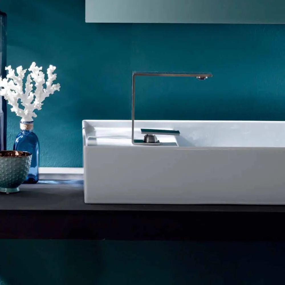 Viadurini Bathroom Farbige Waschbecken-Modernes Aufsatzwaschbecken aus weißer oder farbiger Keramik Sun 85x37 cm