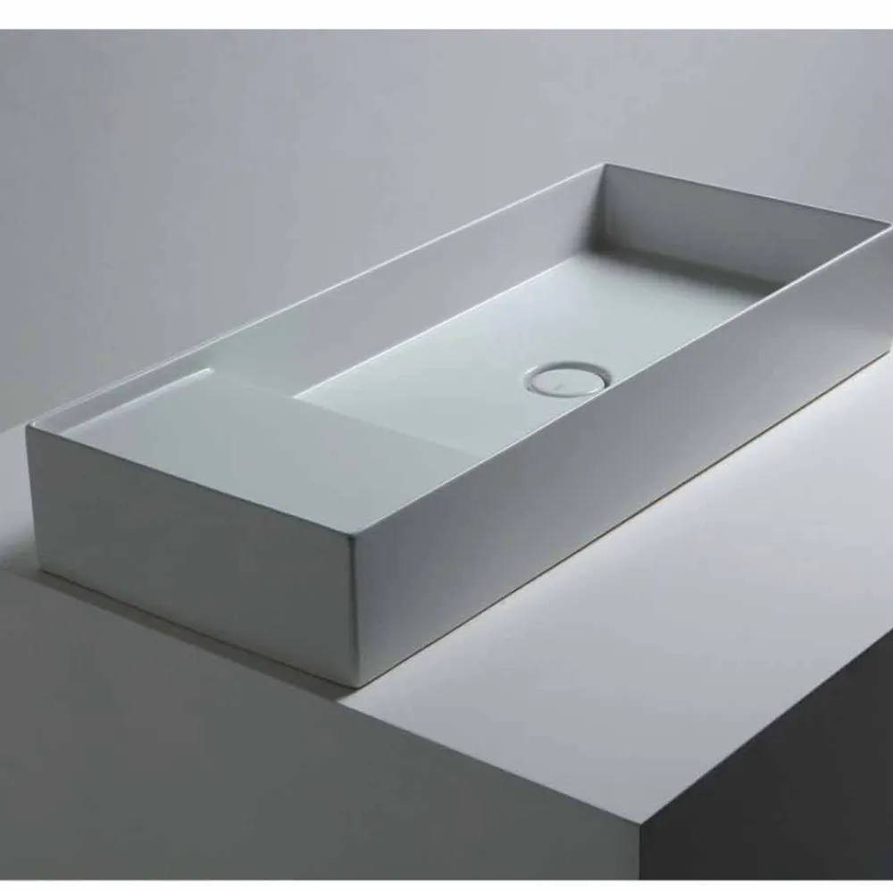 Viadurini Bathroom Farbige Waschbecken-Modernes Aufsatzwaschbecken aus weißer oder farbiger Keramik Sun 85x37 cm