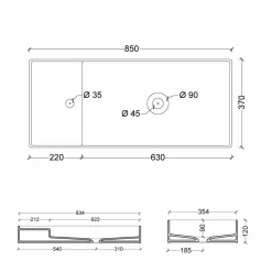 Viadurini Bathroom Farbige Waschbecken-Modernes Aufsatzwaschbecken aus weißer oder farbiger Keramik Sun 85x37 cm