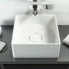 Viadurini Bathroom Design Waschbecken Aus Solid Surface-Modernes Aufsatzwaschbecken in einer Quadratischeform in Italien hergestellen, Forino