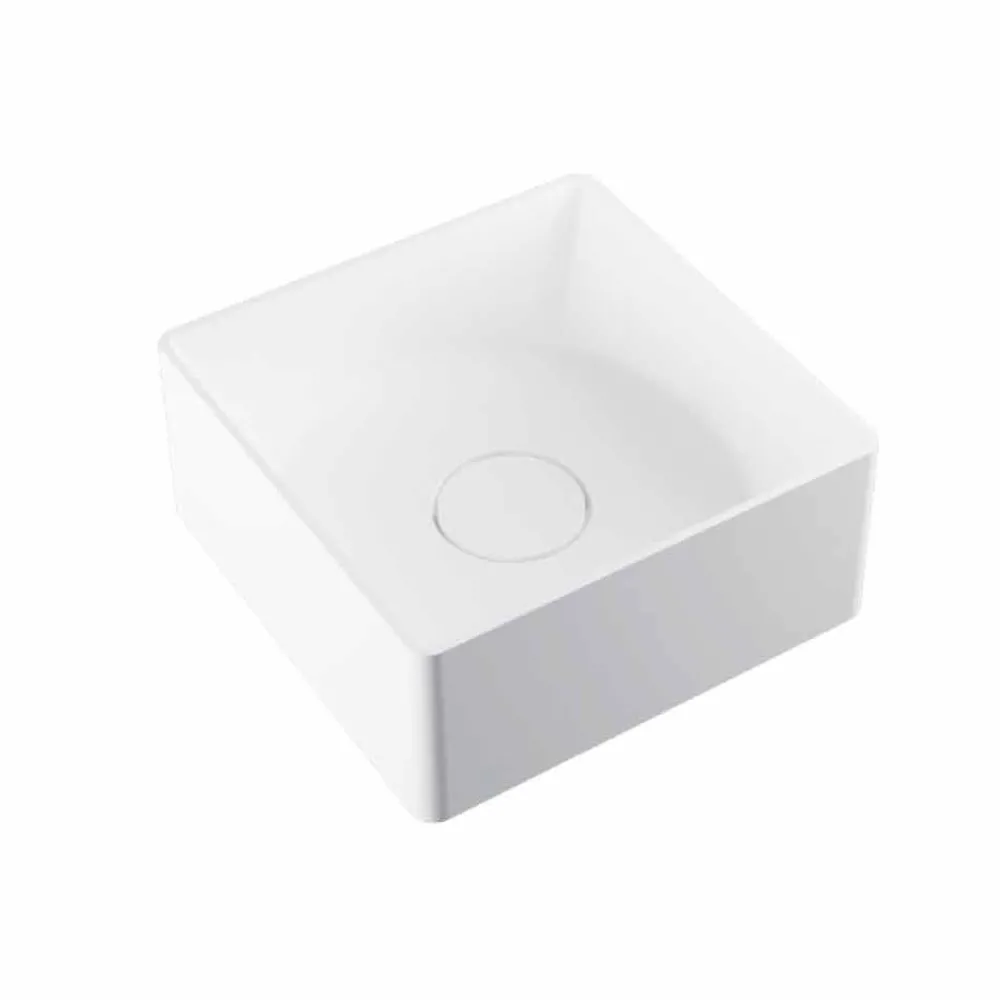 Viadurini Bathroom Design Waschbecken Aus Solid Surface-Modernes Aufsatzwaschbecken in einer Quadratischeform in Italien hergestellen, Forino