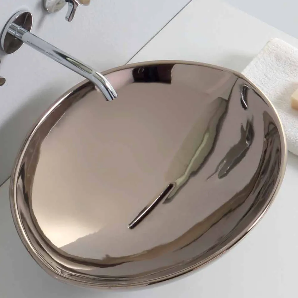 Viadurini Bathroom Farbige Waschbecken-Modernes Aufsatzwaschbecken aus Keramik in Italien