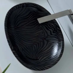 Viadurini Bathroom Farbige Waschbecken-Modernes Aufsatzwaschbecken aus Keramik mit silberfarbener Keramik made in Italy Glossy