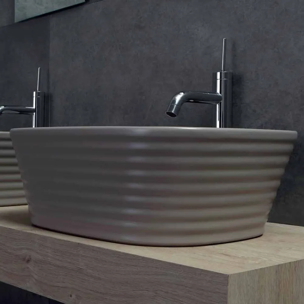 Viadurini Bathroom Keramikwaschbecken-Modernes Aufsatzwaschbecken aus weißer oder farbiger Keramik Trabia