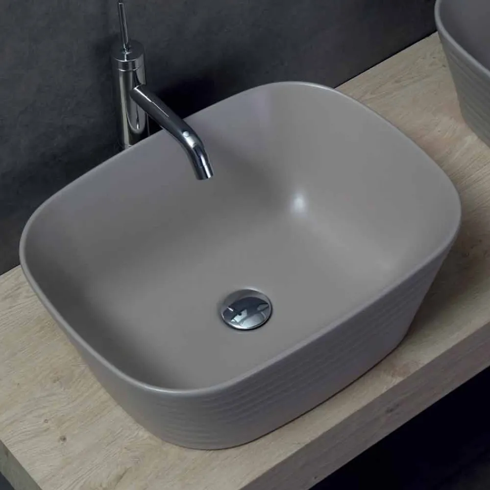 Viadurini Bathroom Keramikwaschbecken-Modernes Aufsatzwaschbecken aus weißer oder farbiger Keramik Trabia