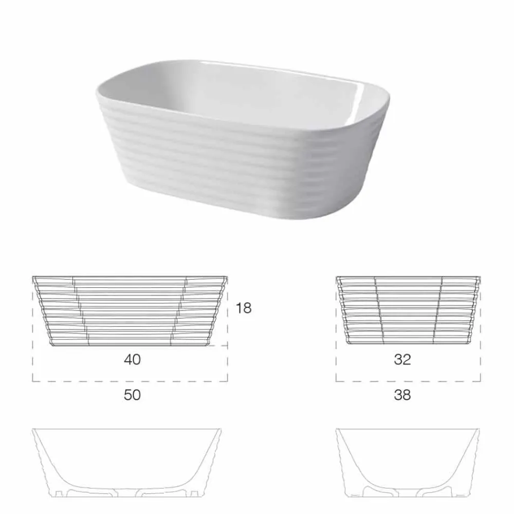 Viadurini Bathroom Keramikwaschbecken-Modernes Aufsatzwaschbecken aus weißer oder farbiger Keramik Trabia