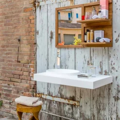 Viadurini Bathroom Badmöbel Hängend-Modernes Badezimmer-Hängemöbelset aus massivem Brusson