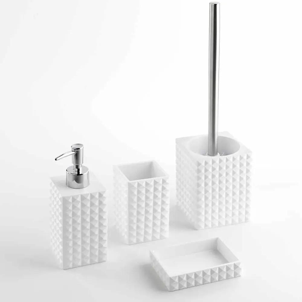 Viadurini Bathroom Badzubehör-Modernes Badezimmerzubehör aus weißem Harz oder Sandperlen