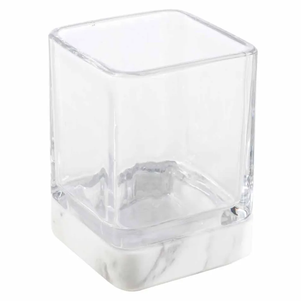 Viadurini Badzubehör-Modernes Badezimmerzubehör aus Calacatta-Marmor und Carona-Glas