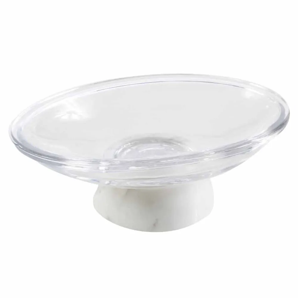 Viadurini Badzubehör-Modernes Badezimmerzubehör aus Calacatta-Marmor und Carona-Glas