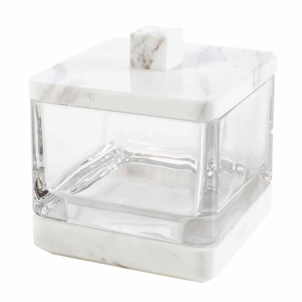 Viadurini Badzubehör-Modernes Badezimmerzubehör aus Calacatta-Marmor und Carona-Glas