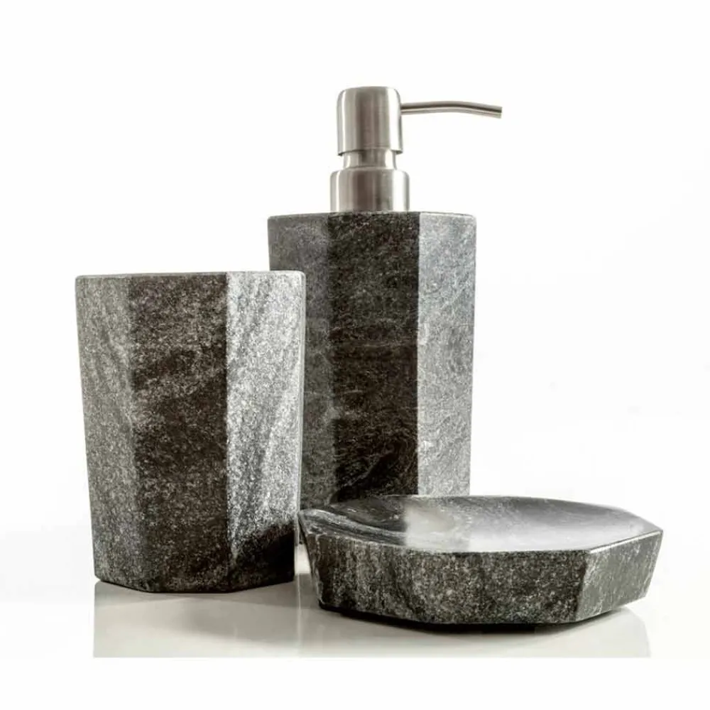 Viadurini Bathroom Badzubehör-Modernes Badezimmerzubehör aus grau geädertem Marmor Montafia