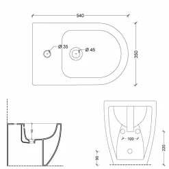 Viadurini Bathroom Bidet-Modernes Bidet aus Keramik Shine Square Rimless 54x35cm made in Italy