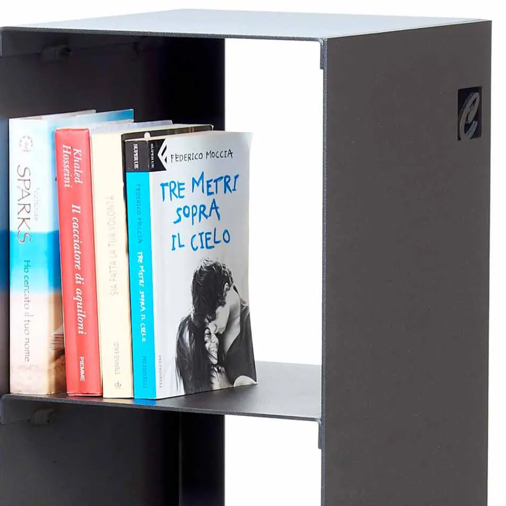 Viadurini Fire Design Moderne Design Bücherregale-Modernes Boden Bücherregal in Schwarz, Rot, Weiß, Grau Eisen Made in Italy - Cauro