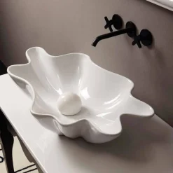 Viadurini Bathroom Keramikwaschbecken-Modernes Design Aufsatzwaschbecken, weiße Keramik made in Italy Rayan