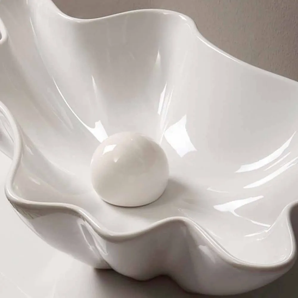 Viadurini Bathroom Keramikwaschbecken-Modernes Design Aufsatzwaschbecken, weiße Keramik made in Italy Rayan