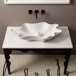 Viadurini Bathroom Keramikwaschbecken-Modernes Design Aufsatzwaschbecken, weiße Keramik made in Italy Rayan