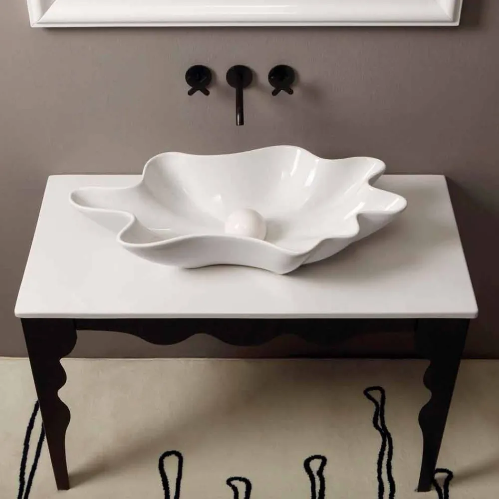 Viadurini Bathroom Keramikwaschbecken-Modernes Design Aufsatzwaschbecken, weiße Keramik made in Italy Rayan