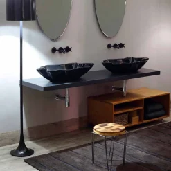 Viadurini Bathroom Farbige Waschbecken-Modernes Design Aufsatzwaschbecken, schwarze Keramik made Italy Rayan