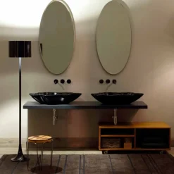 Viadurini Bathroom Farbige Waschbecken-Modernes Design Aufsatzwaschbecken, schwarze Keramik made Italy Rayan