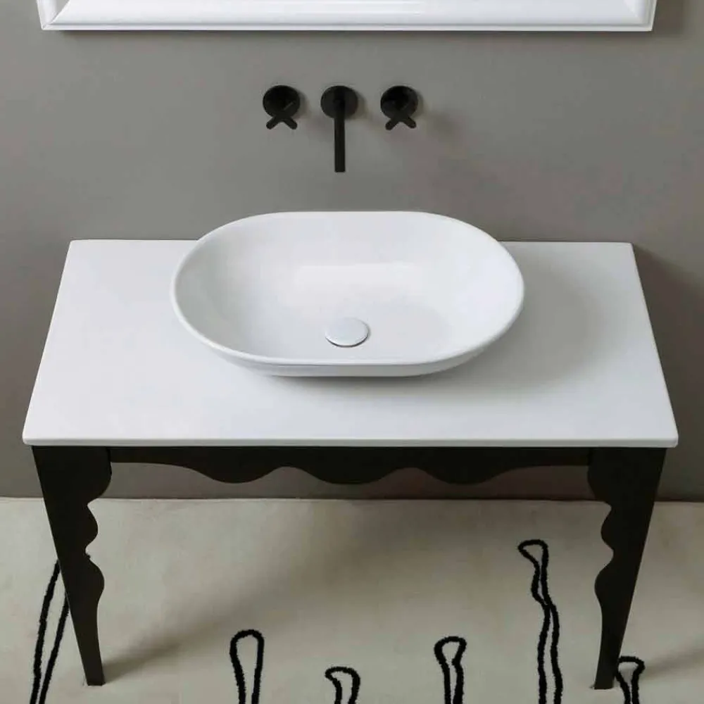 Viadurini Bathroom Keramikwaschbecken-Modernes Design Aufsatzwaschbecken aus Keramik made in Italy