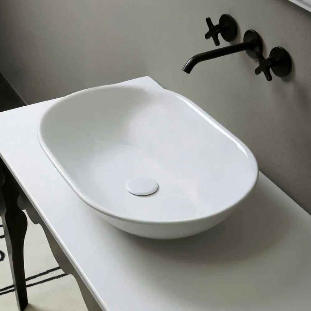 Viadurini Bathroom Keramikwaschbecken-Modernes Design Aufsatzwaschbecken aus Keramik made in Italy