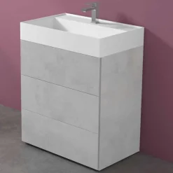 Viadurini Bathroom Badmöbel Hängend-Modernes Design Boden Badezimmerschrank aus Laminat mit Harz Waschbecken - Pompei