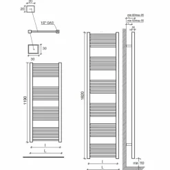 Viadurini Radiators Handtuchheizkörper Wasser-Modernes Design Chrom Kühlerwand 2 Größen bis zu 765 Watt - Turm