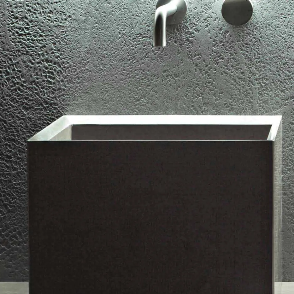 Viadurini Bathroom Steinwaschbecken-Modernes Design Counter Top Square Steinwaschbecken - Farartlav1