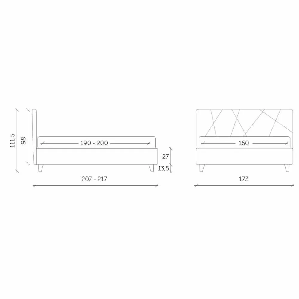 Viadurini Night Design Maßgeschneiderte Möbel|Polsterbetten-Modernes Design Doppelbett gepolstert mit Box Made in Italy - Ciottolino