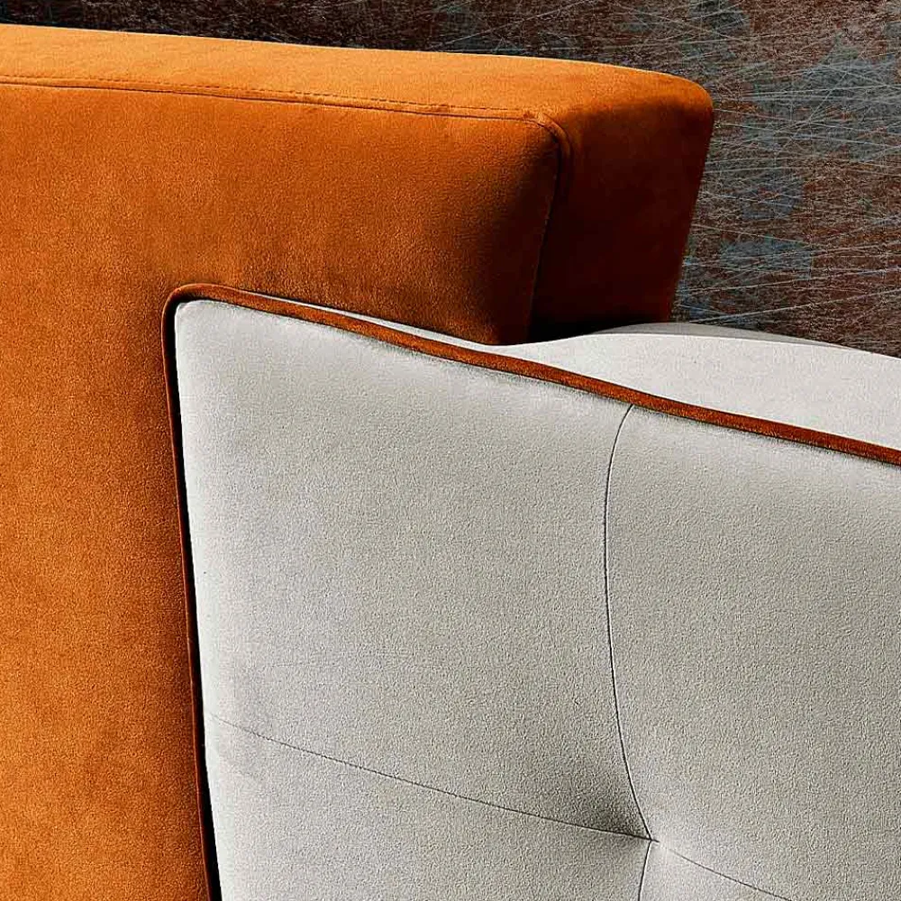 Viadurini Night Design Polsterbetten-Modernes Design Doppelbett in Grau und Orange Samt - Plorifon