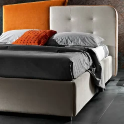 Viadurini Night Design Polsterbetten-Modernes Design Doppelbett in Grau und Orange Samt - Plorifon