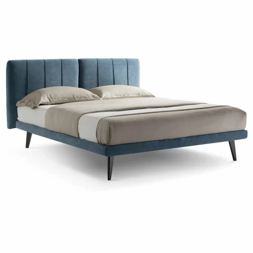 Viadurini Night Design Maßgeschneiderte Möbel|Polsterbetten-Modernes Design Doppelbett aus Made in Italy Stoff - Nives