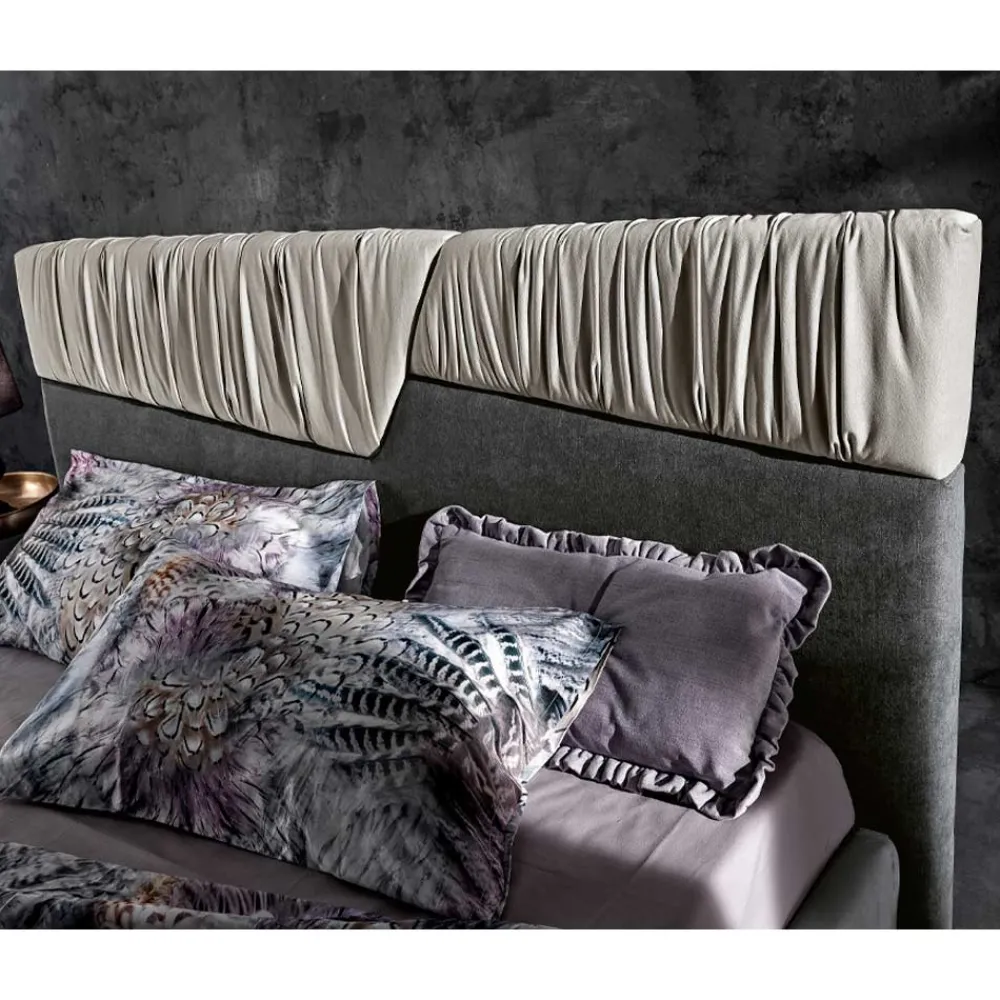 Viadurini Night Design Polsterbetten-Modernes Design Doppelbett mit gefaltetem oder gestepptem Kopfteil - Alano