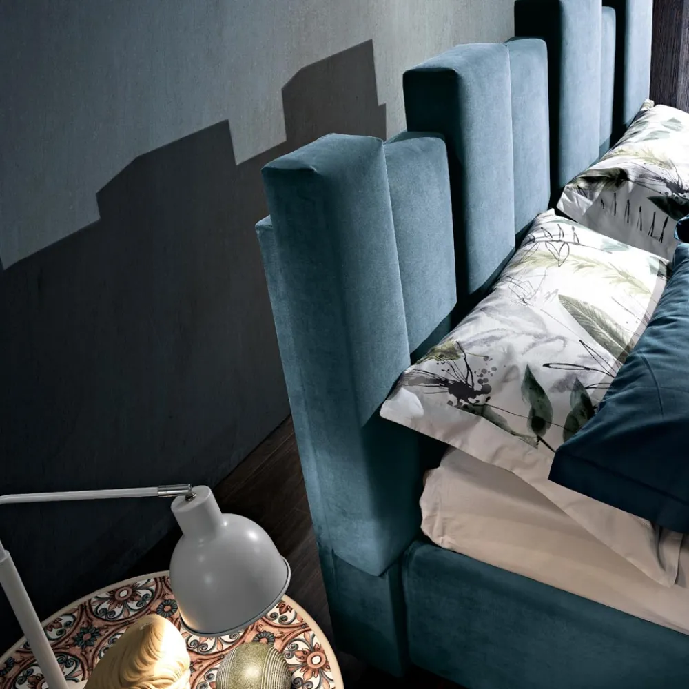 Viadurini Night Design Polsterbetten-Modernes Design Doppelbett gepolstert blau oder grau Hochwertige - Kenzo