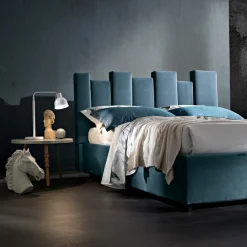 Viadurini Night Design Polsterbetten-Modernes Design Doppelbett gepolstert blau oder grau Hochwertige - Kenzo