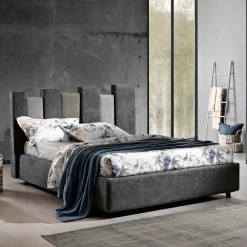 Viadurini Night Design Polsterbetten-Modernes Design Doppelbett gepolstert blau oder grau Hochwertige - Kenzo